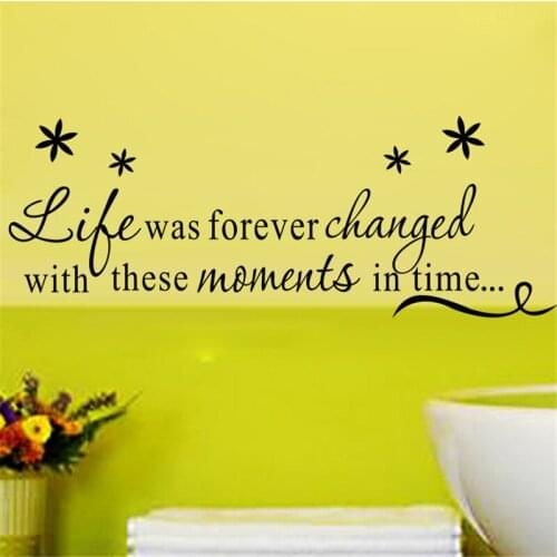 Life was forever changed inspirational quotes vinyl wall stickers for living room wall art decor diy black decals