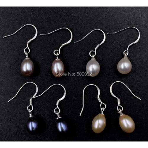 Wholesale 20 pairs 6.5-7mm drop real pearl dangle earring s925 Hook
