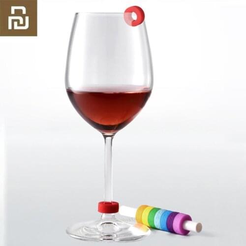 Youpin Circle Silicone Party Wine Glass Identification Ring Identification Markers Red Wine Food Contact Level Wide range of Cup