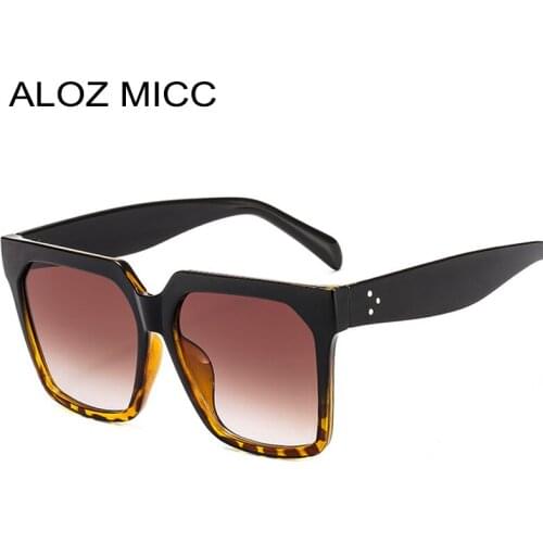 ALOZ MICC 2019 Fashion Square Sunglasses Women Oversized Flat Top Sun Glasses For Female Rivet Vintage Shades UV400 Oculos Q189