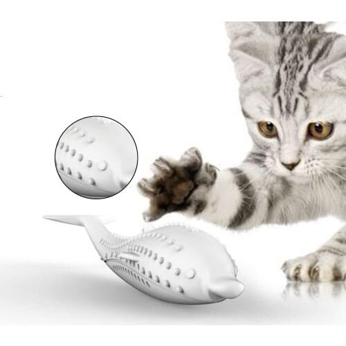 Pet Cat Chew Toys Silicone Fish Cat Teeth Cleaning Grinding Chewing Pet Toys Supplies Toy Fish Pets Toothbrush