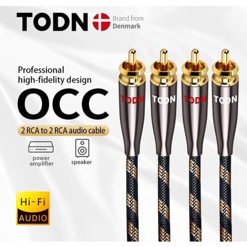 TODN 1 Pair RCA Cable 99.999% OCC Stereo RCA Cable High-performance Premium Hi-Fi Audio 2RCA to 2RCA Mixer Interconnect Cable