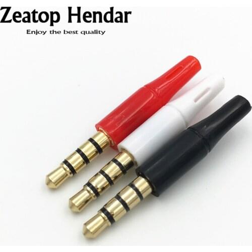 100Pcs 3.5mm 4 Pole Male Headset Jack 3.5 Audio Plug Adaptor for Earphone DIY Soldering Connector Gold-plated