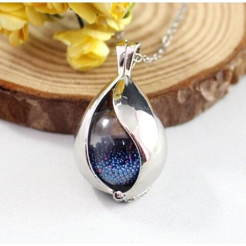 2PCS Tear Drop Locket with Fillable Glass Orb Glass Urn Locket Pendant Necklace Memory Locket Necklace Fillable Jewelry