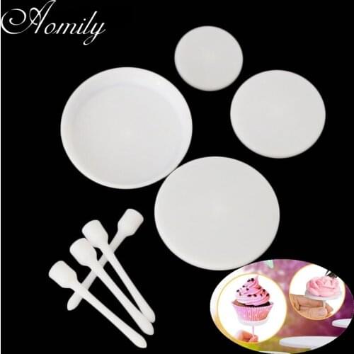 Aomily 4pcs/Set Plastic Cup Cake Piping Stand Round Cake Shelf Rack Holder for Wedding Party Cake Home Dessert Tool Decoration
