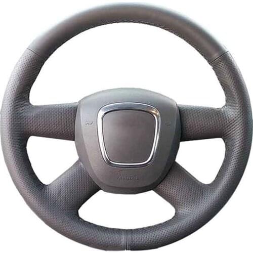 Car Steering Wheel Cover For Old Audi A4 B7 B8 A6 C6 Q5 Q7 2004-2012 Customize DIY Steering Wrap Microfiber Leather Hand Sewing