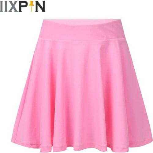 Kids Girls Ballet Skirts Modern Jazz Dance Costumes Pure Color Elastic Waistband A-line Pleated Skirt Figure Ice Skating Skirt