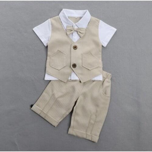 Baby Boy Blazers Clothes Infant Gentleman Outfit Top with Shorts for Wedding Birthday Baptism Summer Clothing Toddler Boys Suit
