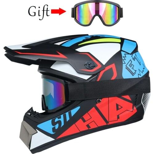 Childrens Motobiker Helmet DH Motorcycle Racing Helmet Off-road Downhill Mountain Helmet Suitable for Kid with Goggle