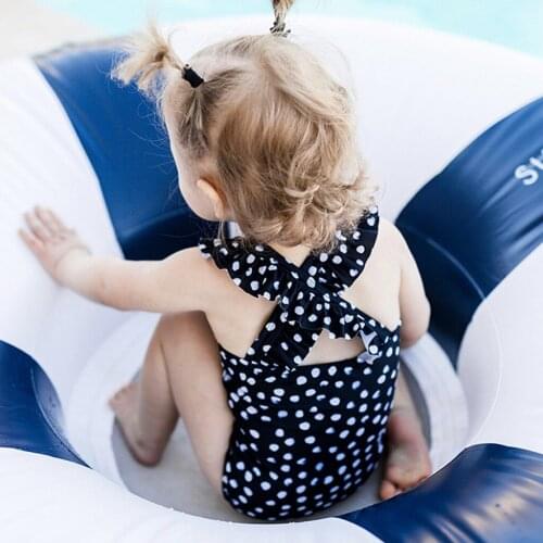 Kids Baby Girls Ruffled Dot Cross Back Bikini Beach Swimsuit Bathing Swimwear One Piece Swimsuit One Suit Girl Swimwear Summer
