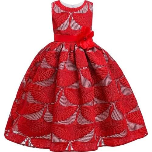 Childrens birthday party embroidered flower long dress girl Princess Wedding formal party Bridesmaid feast president dress