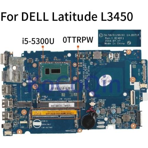 For DELL Latitude 3450 3550 L3450 L3550 I5-5300U Notebook Mainboard CN-0TTRPW 0TTRPW LA-B071P SR23X DDR3 Laptop Motherboard