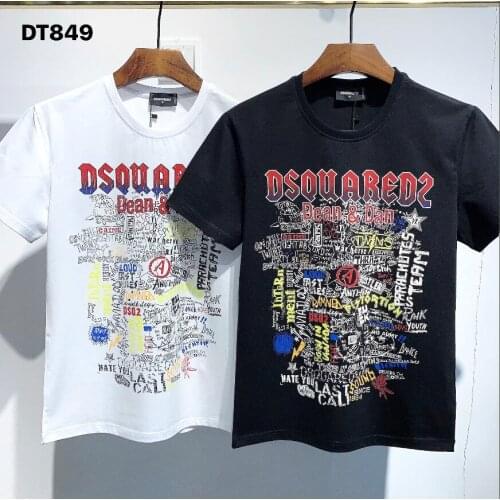 Classic printed mens and womens O-neck short-sleeved T-shirt, car letter printed cotton casual T-shirt DT849