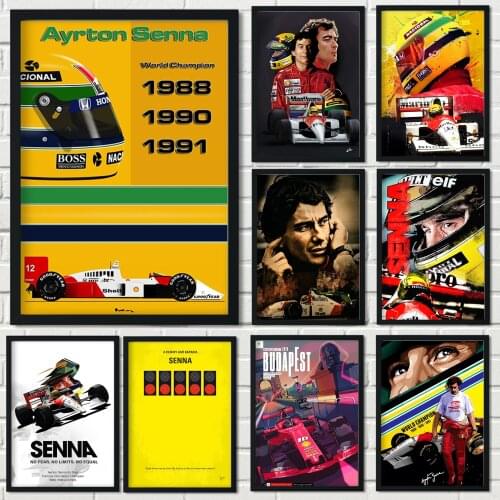 Ayrton Senna Poster F1 Formula Mclaren World Champion Canvas Painting Wall Art Posters Prints Pictures For Kids Home Decoration