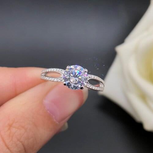 1 Carat Bonzer Diamond Wedding Ring for Women AU750 Genuine 18K White Gold Awesome Jewelry Gift for Valentines Day