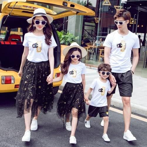 Mommy and Daughter Matching Clothes Outfits Cute Boys Couple Clothes Kids Summer Family Set Ropa Familiar Tracksuit AE50FC