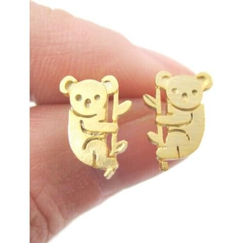 Small Koala Bear and Branch Animal Shaped Stud Earrings Handmade Animal Jewelry --12pairs/Lot