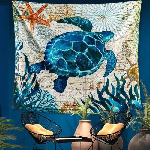 Sea Turtle Decor Blue Ocean Tapestry Psychedelic Tapestry Marine Life Tapestry Dorm Decor