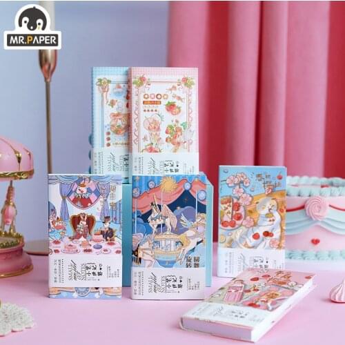 Mr.Paper 6 Designs 196 Pages/book Cartoon Style Spring Cherry Series Creative Cute Students Hand Account DIY Decor Notebooks