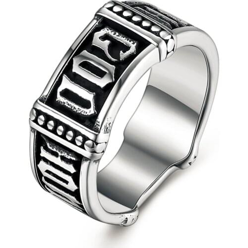 2018 new 316L titanium steel mystery text mens ring vintage punk party gift jewelry size 8-12# drop shipping bague anel