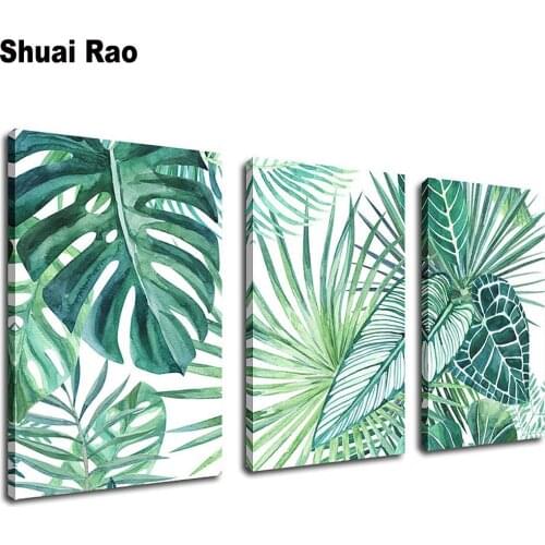 Green Leaves of Tropical Rainforest Plant Diamond Painting Cross Stitch 5D DIY Full Diamond Embroidery Mosaic kit 3 pcs set