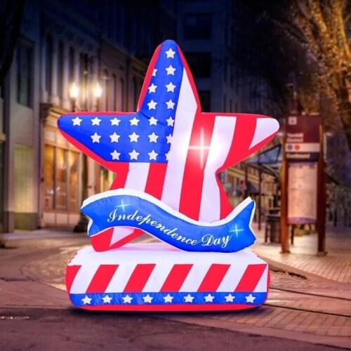 Inflatable Outdoor Toys for American Independence Day Party Decorations LED Lighted Flag Stars Luminous Inflatable Ornaments