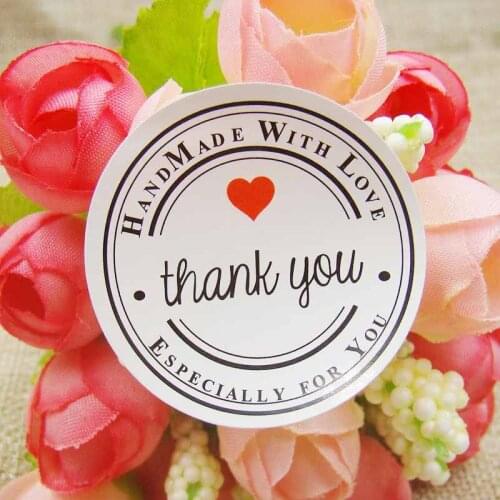 New 144PCS 3.5cm white/kraft paper round design sticker labels Creative Paper stickers Thank You Sticker Seals labels for gifts