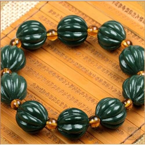 Natural Authentic Tian Shi Xinjiang and Tian Qing pumpkin hand string beads bracelet Every day