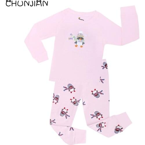 Latest Girls Pajamas Children Penguin Cartoon Christmas Pijamas Kids Clothing Sets Baby Sleepwear Nightwear Pyama Sleepwear