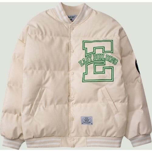 Oversize Gradient Embroidery Jacket Parkas Mens Hip Hop Streetwear Harajuku Winter Padded Warm Casual Stand Collar Coats Unisex