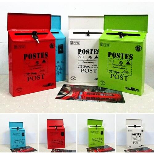 New Metal Post Box Square Large Iron Letterbox Letter Mail Lockable With Key Outdoor
