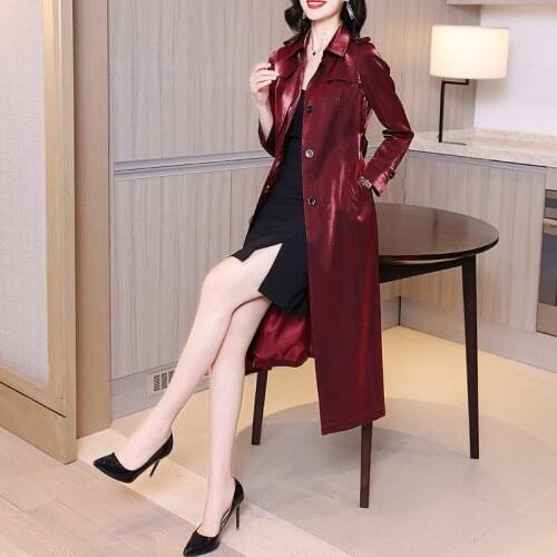 Autumn Double Breasted long Trench Coat Women Casual Streetwear Slim Belt Cloak Vintage Windbreaker Outwear