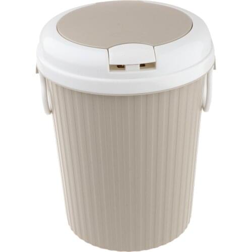 Plastic Touch Top Bin Trash Can Household Garbage Bin Wastebaskets