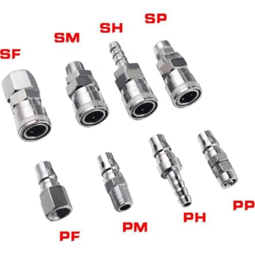Pneumatic Fitting Quick Connector Coupler High Pressure Connector for Air Compressor SP SF SHSM PP PM 20 30 40 inch thread (PT)