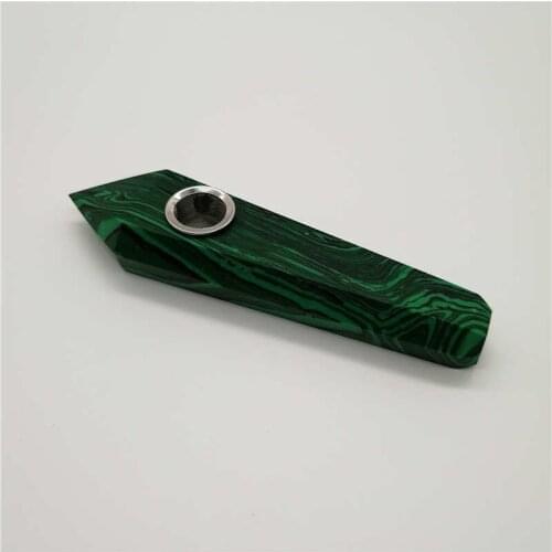 Drop Shipping wholesale Wholesale 1pc top natural malachite quartz crystal pipe tobacco stick cigarette healing