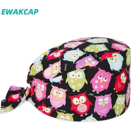 Adjustable Unisex Surgicals Cap Cotton Anime Printed Beauty Salon Scrubs Hat lab vet clinic dental Salon Working Scrub Caps