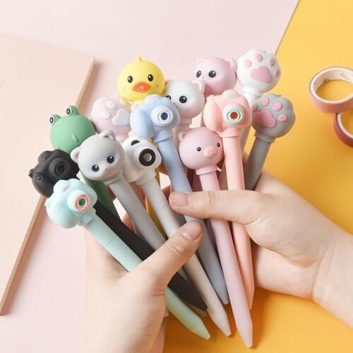 24 pcs/lot Creative Camera Gel Pen Cute Sound 0.5mm black Ink Signature Pens Promotional Gift Office School Supplies