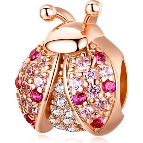 SA SILVERAGE DIY Ornament Accessories 925 Sterling Silver 925 Sterling Silver Seven-Star Ladybug Beads Beading Bracelet Silver