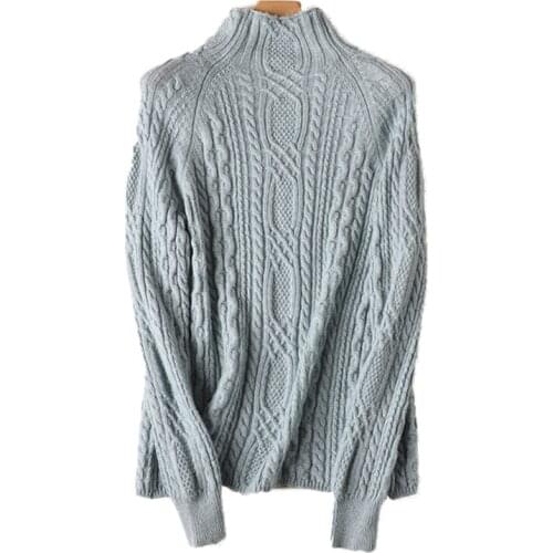 2021 Merino Wool Sweater High Collar Turtleneck Women Soft Solid Color Warm Thickening Argyle Sweater Jumpers High Quality Tops