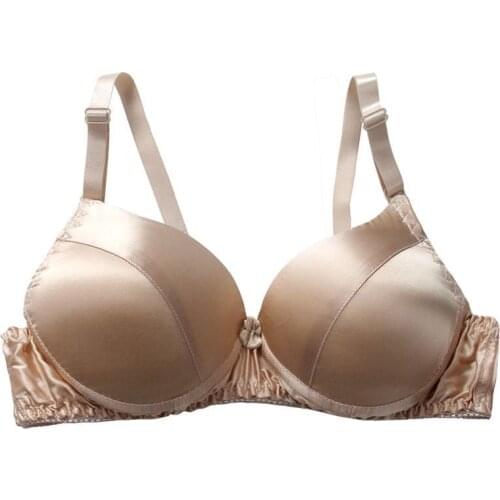 100% mulberry silk spring/summer thin bra double-sided underwear silk bra without steel ring comfortable breathable plus size