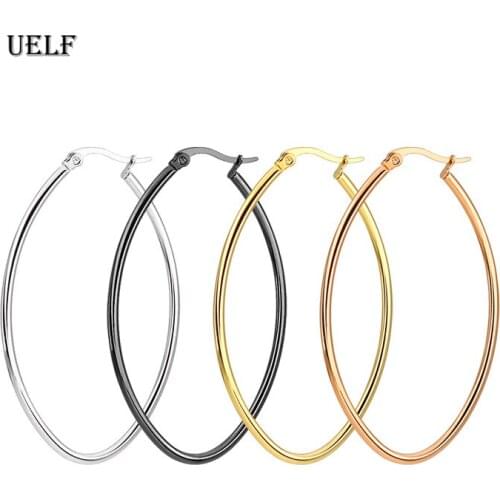 Uelf Fashion Punk Style Big Metal Hoop Earrings For Women Jewelry Z Gold Color Multi Size Pendientes 30/40/50/60mm