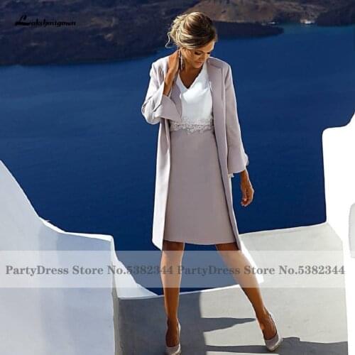 Vestidos de Novia 2020 Vintage Satin Mother Of The Bride Dress with Jacket Elegant Women Evening Dress Formal Party Gowns