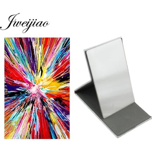 Youhaken Famous Painting Coloful Table Desktop Mirror Stainless Steel Leather Makeup Beauty Tools Travel Purse Mirrors PT33