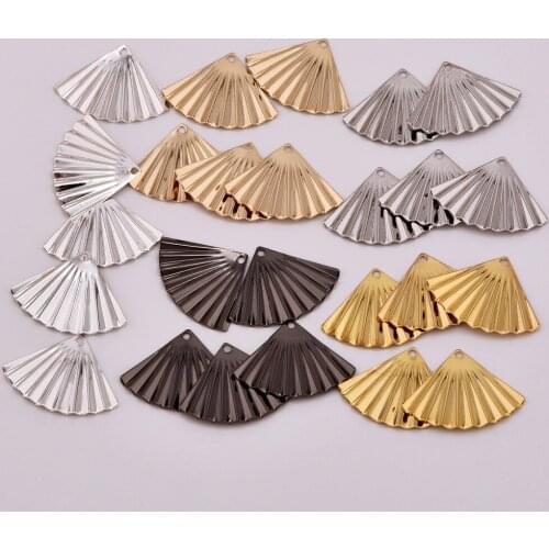 10pcs/lot zhu ru 14.5*19.5mm Wave fan Curved surface Fold Charm Pendants Gold Color components parts Jewelry Finding