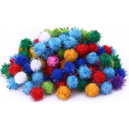 100pcs Colored Glitter Balls pompom Furry Balls Kids DIY Craft Supplies Handmade Creative Decoration Materials pom poms FZ21