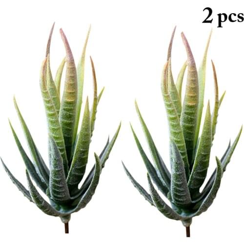 2PCS Artificial Succulent Plants Aloe Artificial Plants Landscape Fake Flower Arrangement Home Garden Decor