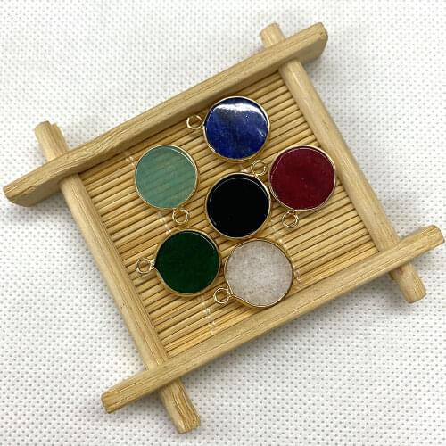 Natural Stone Round Color Crystal Pendant for DIY Handmade Jewelry Making Jewelry Accessories Earrings Necklace Pendant 2 Pieces