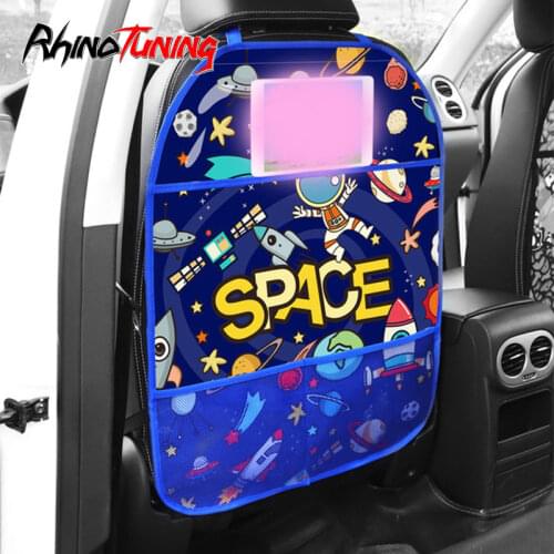 2pcs Cartoon Car Anti-kick Mat Protector Cover for Auto Front Seat Children Anti dirt Mat Waterproof Universal Storage Bag