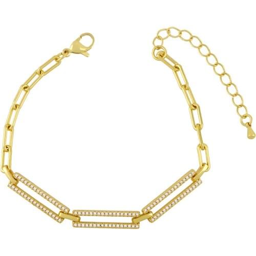 5Pcs For Women Gold Curb Link Chain Charm Bracelet CZ Jewelry Valentines Day Gift
