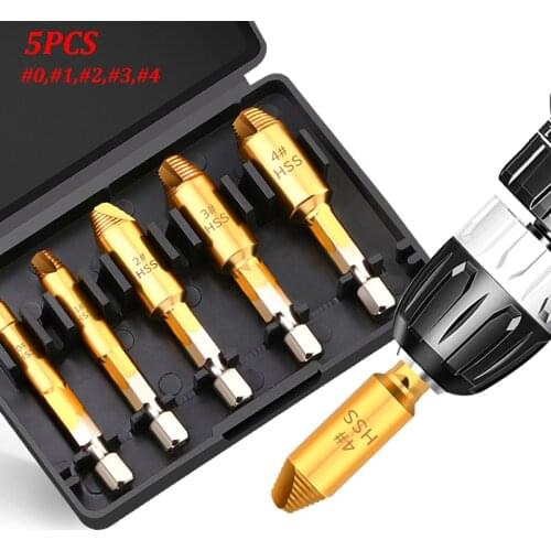 SMARLAN 5pcs Upgrade Damaged Screw Extractor Drill Bit Set Stripped Broken Screw Bolt Remover Easily Take Out Demolition Tools